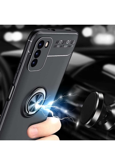 Xiaomi Poco M3 Kılıf Yüzüklü Magnetli Ravel Case