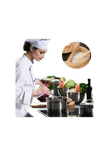 Createtech 2 Bölmeli Ahşap Baharat Kutusu, Çeşniler İçin Özel Tasarım Diğer