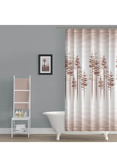 Tropik Duş Perdesi 3390 Model Çift Kanat 2X110X200Cm Çok Renkli