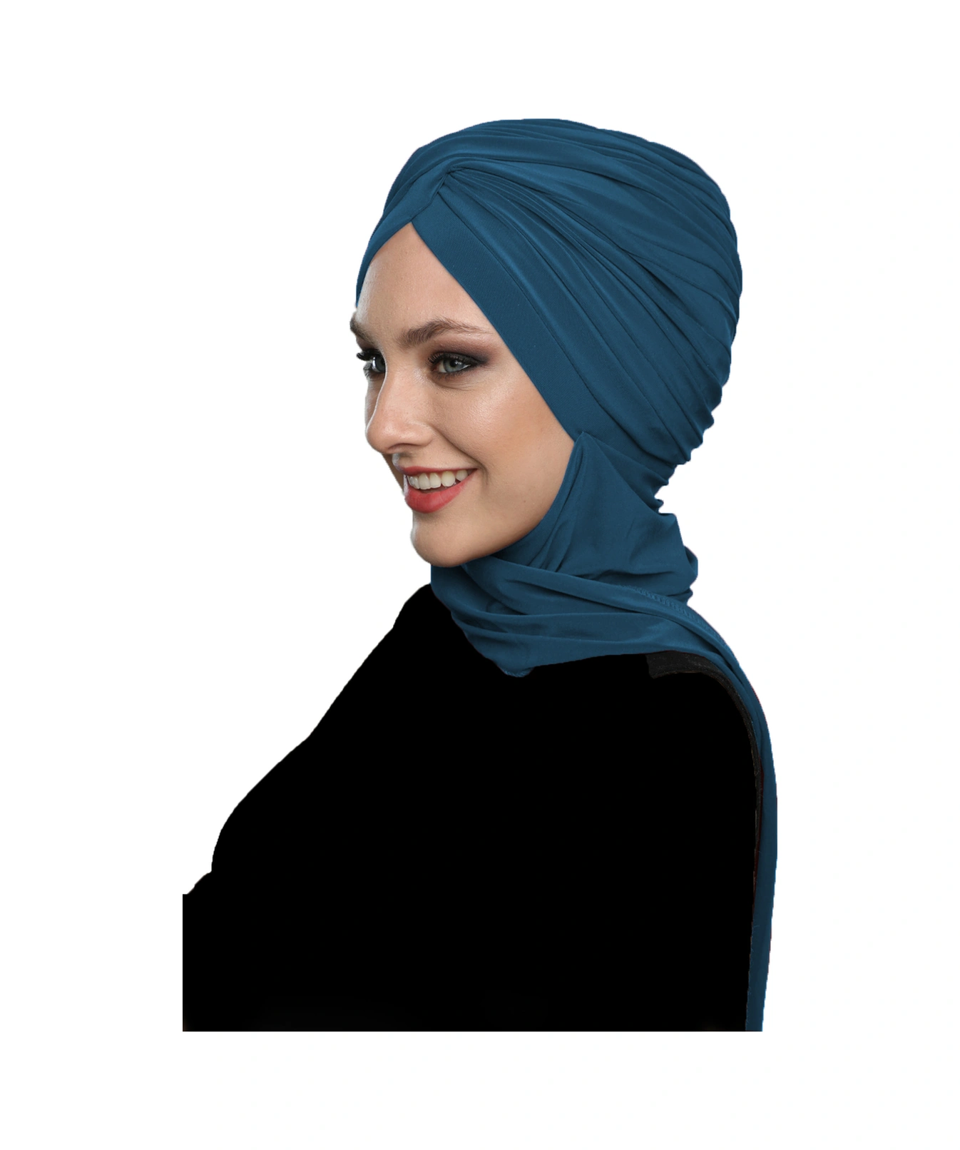 Çapraz W Atkılı Petrol Hazır Türban Tesettür Bone Petrol