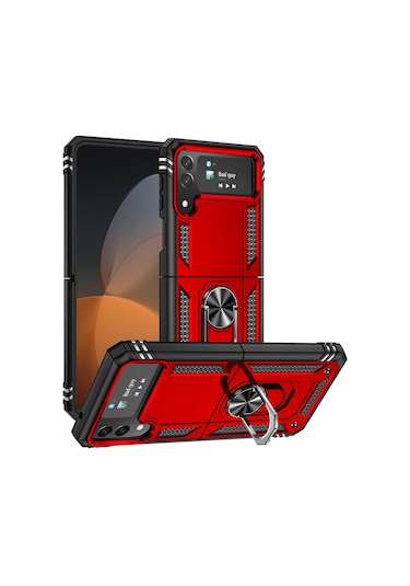 Goocamp Galaxy Z Flip 4 Uyumlu Vega Kılıf-kırmızı Kirmizi