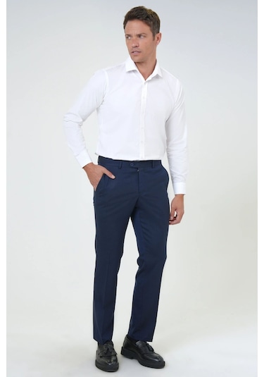 Slim Fit Bistre Erkek Kumaş Pantolon Lacivert