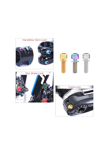 Monyee Mtb Disk Fren, Krank Ve Potana Bağlantı Somunları - Tc4 Titan Alyuminyum - M6x18mm - Torx 5 Kafa - Gümüş/altın/gökkuşağı Rengi - 4 Adet Somun + 4 Adet Arka Plan Çok Renkli