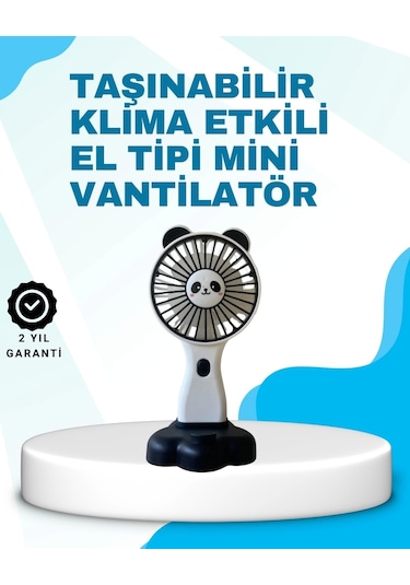 Panda Desenli Usb Şarjlı Taşınabilir Mini Vantilatör