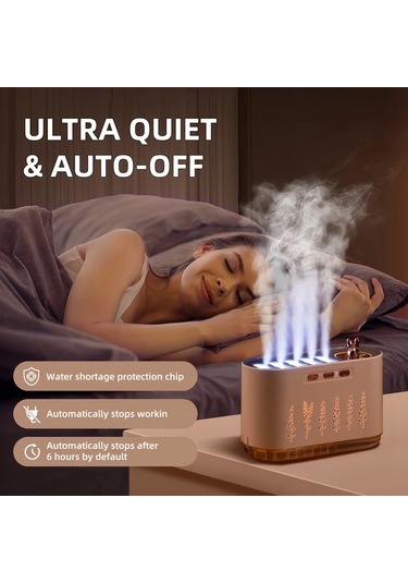 Techbloom 5 Modlu 7 Renkli Dinamik Işık Pembe Aromaterapi Nemlendirici Usb Şarjlı Sessiz Çalışma Ev Yatak Odası