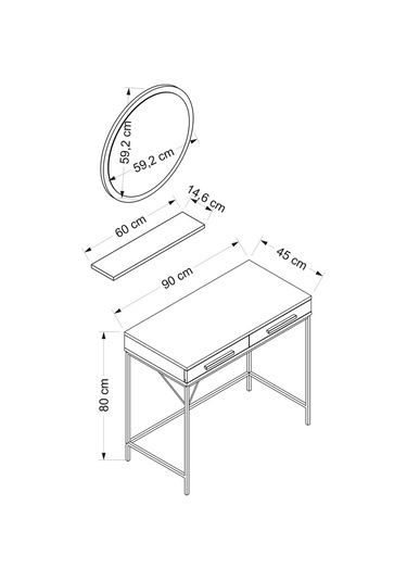 Minarmobilya Sane Makyaj Masası Yuv. Ayna Set 2