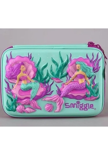 Smiggle Denizkızı Fuşya Mor Suyeşili Büyük Boy Dikdörtgen Kalemkutu Mor