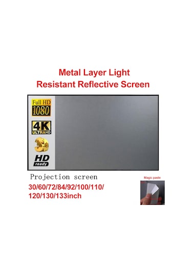 Samdoo 110 İnç Metal Işığa Dayanıklı Katlanabilir Projeksiyon Ekranı 16:9 Oranlı