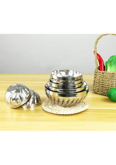 Geeksen 20cm Çocuklar İçin Paslanmaz Çelik Çift Duvarlı Isı Yalıtımlı, Düşmeye Dayanıklı Yemek/kelleci Kasesi - Gümüş Rengi