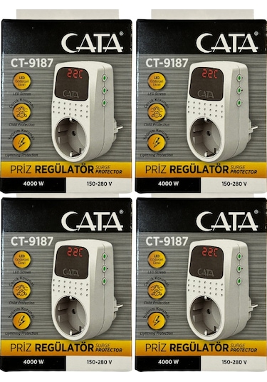 Cata Ct-9187 4000w Akım Korumalı Led Göstergeli Priz 4 Adet