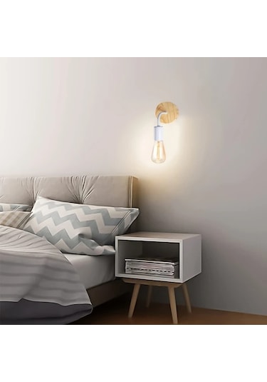 Dashanshop Siyah İki Paket Modern Ahşap Metal Duvar Lambası Yatak Odası Aydınlatma Siyah