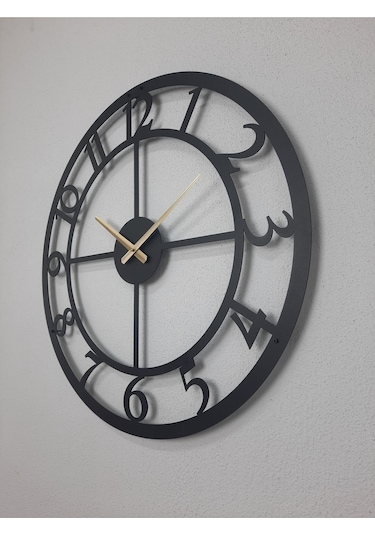 Rakamlı Metal Siyah Duvar Saati 1,5 Mm Kalınlık 60 X 60 Cm Siyah