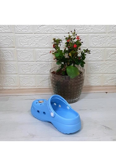 Sonimix 12901 Bebe Mavisi Taşlı Kalın Tabanlı Kadın Terlik 001