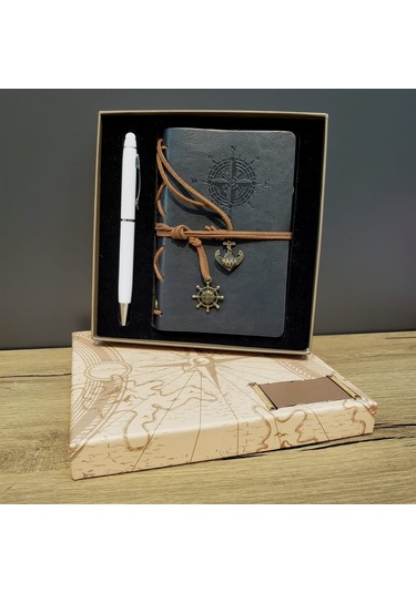 Gri Defter Ve Beyaz Kalem Kutulu Set
