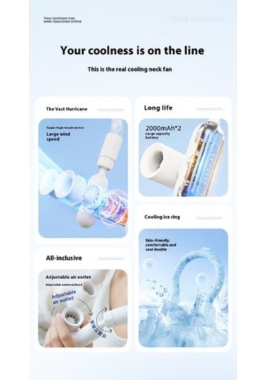 Chaos Bask Yeni Yarı Iletken Soğutma Kanatsız Boyun Fanı Soğutma Buz Açık Taşınabilir Asılı Boyun Klima 9494 Boyun Yok 2 Kollu 500 Adetten Az