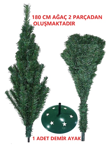 180cm Yılbaşı Ağacı Yeşil Çam Ağacı Demir Ayak
