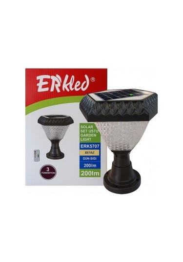 Erkled Solar Bahçe Armatürü Altıgen 30w Duvar Üstü 3 Renk Beyaz + 4000k + Günışığı Kumandalı