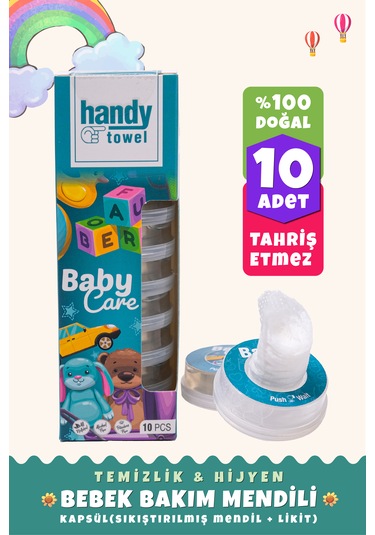 Handytowel Classic Bebek Bakım & Temizlik & Hijyen Mendili 10 x 4.5 ML