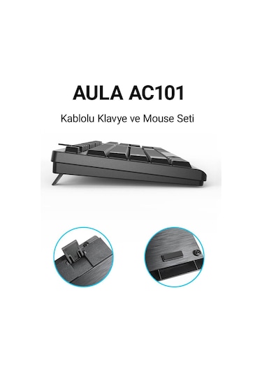 Aula AC101 Kablolu Türkçe Q Klavye Ve 1200 Dpı Optik Mouse Seti