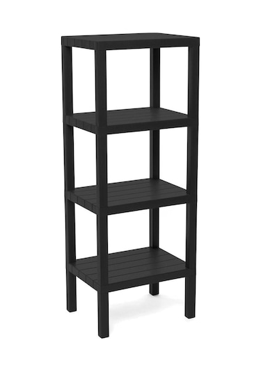 4 Raflı - Siyah Modüler Ünite Plastik 38x29x100 Cm Go50603543540 Çok Renkli