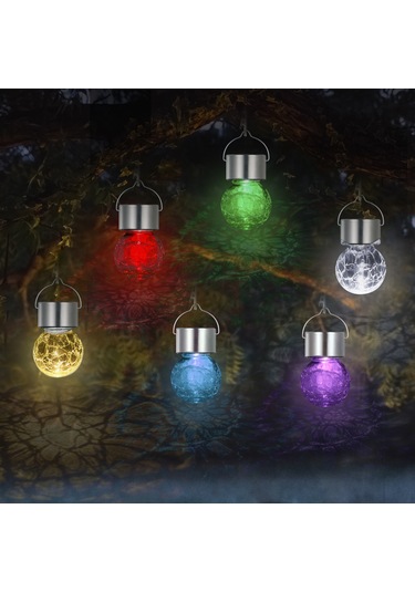 Tenfowee Güneş Enerjili Fıtık Topu Avize, Ip44 Su Geçirmez, 300mah Şarjlı Pil, 0.1w Led, Beyaz Işık, Tekli Paket Beyaz