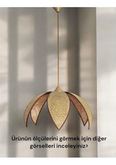 Modern Hazeran Görünümlü Yapraklı Çiçek Şeklinde Bohem Rustik Avize - Kahverengi Kahverengi