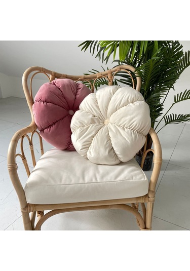 Gajeena Mavi Kadife Kabak Desenli Yastık - 45cm Çap 12cm Kalınlık, Ofis Sandalyesi/canapé/ Pencere Kemerleri İçin Konforlu Dekoratif Yastık Diğer