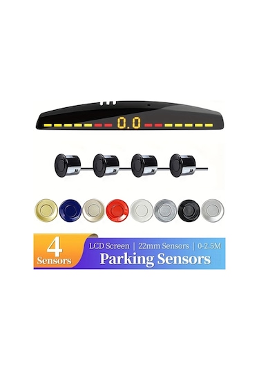 Chuangyinshop Golden Sp4 Araç Geri Vites Sensörleri 4 Park Sensörü Ekran Göstergeli Ses Uyarılı 8 Renk