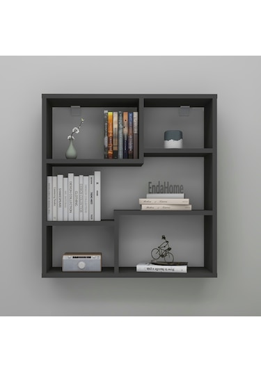 5 Raflı Duvar Rafı, Mutfak Rafı, Oturma Odası Rafı Antrasit