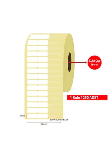 Boş Yapışkanlı Kuyumcu Yüzük Şeffaf Uçlu Barkod Etiketi 72mm X 10mm