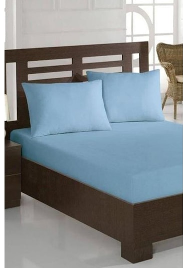 Penye Çift Kişilik 180x200 Cm Lastikli Çarşaf Mavi Mavi