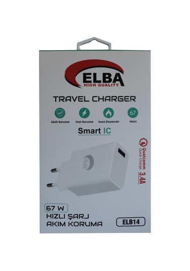 Elba Elb14 Elb-67w Usb 67w 3.4a Hızlı Şarj Akıllı Koruma -ısıya Dayanıklı Ev Şarj Kafa