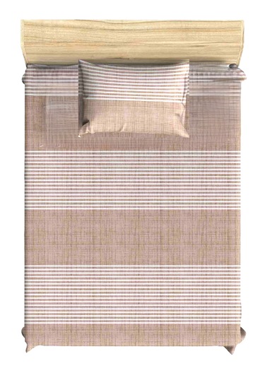 Pamuklu Bej Çizgili Tek Kişilik Yataklara Uyumlu Lastikli Çarşaf