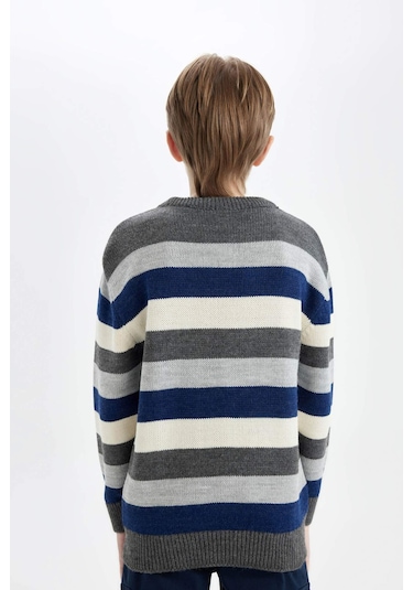 DeFacto Erkek Çocuk Renk Bloklu Bisiklet Yaka Triko Kazak C8114A824WNNV168