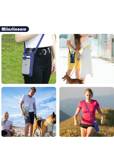 Xindoker 3'lü Su Şişesi Çantası Seti - Ağ Desenli Taşınabilir Kılıf, Ayarlanabilir Askı, Yürüyüş Kamp Turizm İçin - Siyah, Mavi, Gri Siyah - Gri - Mavi