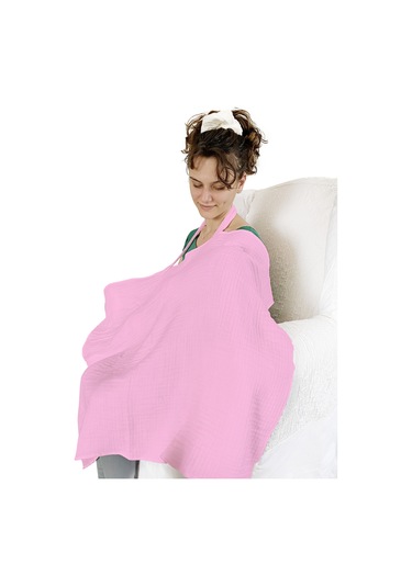 4 Katlı Iç Göstermez Pamuk Müslin Bebek Emzirme Önlüğü Pembe