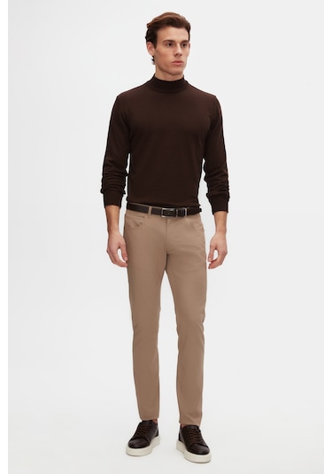 Ds Damat Regular Fit Kahverengi Pamuk Karışımlı Yarım Balıkçı Triko Kazak 5hf06ort16275 Kahve