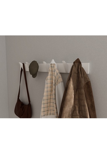 Hepsi3boyutlu Modern Duvar & Kapı Kanca Askılık - 7 Adet Beyaz Kanca Askılık - Model No : 5 Beyaz