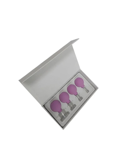 Mika Silikon Vakumlu Yüz Masaj Kupası 4'lü Set Mor Renk