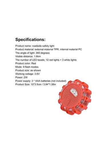 Suofeng Araç İkaz Işığı, 360 Derece Görüş, 9 Yanıp Sönme Modu, Kırmızı Led, Manyetik Taban, Pil İle Çalışan Pil Dahil Değil