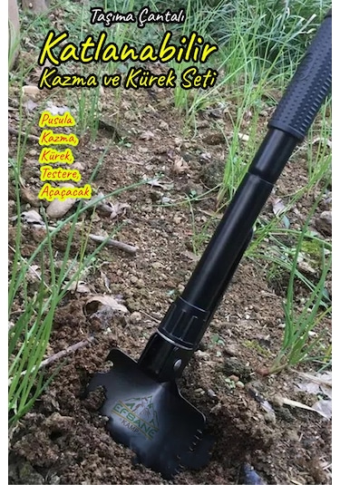 Efsane Kamp - Katlanabilir Kazma Kürek Seti Siyah