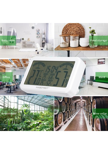 Kangvka Ht683 Beyaz Dijital İç Mekan Sıcaklık Nem Ölçer Stantlı Sensör, Gerçek Zamanlı Monitör Pil Dahil Değil