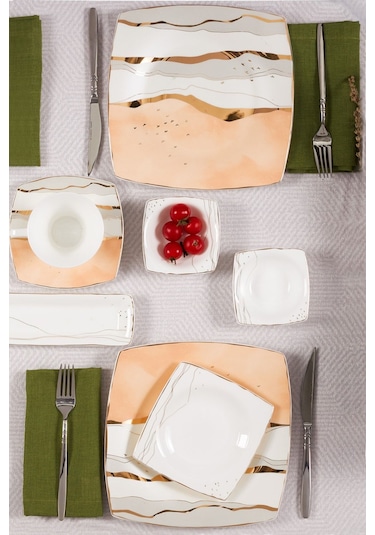 Karaca  Fine Pearl Ocaso 26 Parça 6 Kişilik Kare Kahvaltı/Servis Takımı