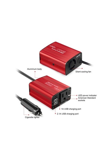 Trendooze 150w Çift Usb 12v-110v Araç İnvertörü, Alüminyum Kasa Ve Hızlı Soğutma