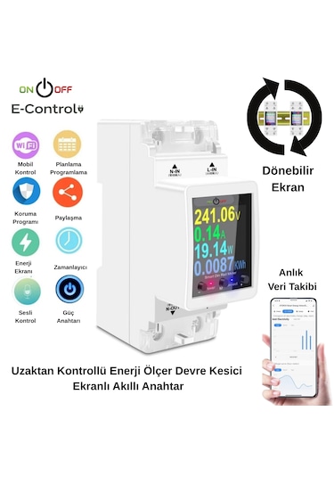 Tuya Destekli Akıllı Wifi Yüksek Voltaj Güç Tüketim 63 Amper