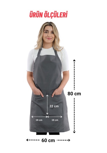 4 Adet Simple Ayarlanabilir Askılı Mutfak Önlüğü Füme
