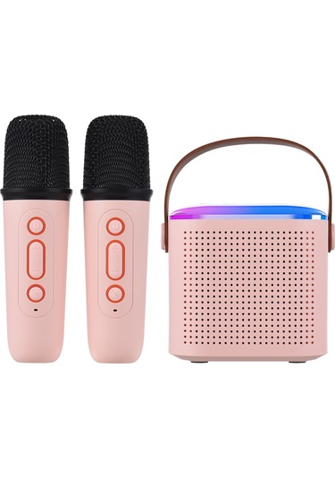 Ruicoo Pembe Mini Karaoke Mikrofon Ve Bluetooth Hoparlör Seti - Dışarıda Müzik Oynat, 5 Ses Efekti, İki Mikrofon İle Klasik Karaoke Deneyimi