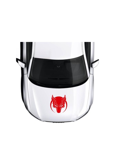 Börü Sticker - Kurt Sticker - Oto Sticker - 46cmx50cm - Kırmızı