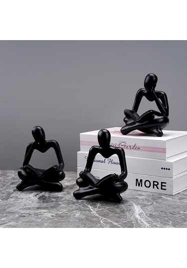 Hangfox Ev Dekorasyonu Kütüphane Salon Örnek Dairesi İçin Modern Abstrakt Okuyucu Figürü - Siyah Sağ姿势轻奢 Sanat Heykeli Diğer