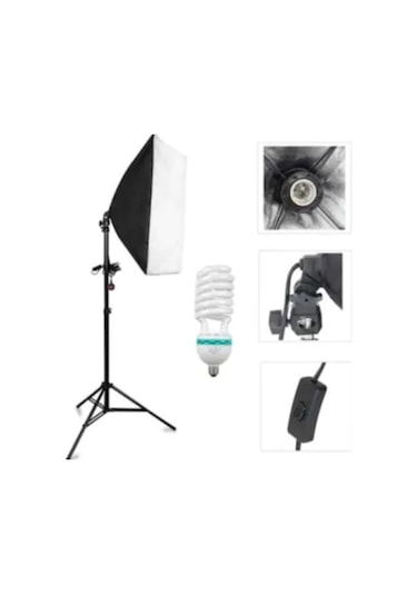 Fototek 50 x 70 CM Tek Duylu Sürekli Işık Softbox + 2 M Işık Ayağı + Ampul